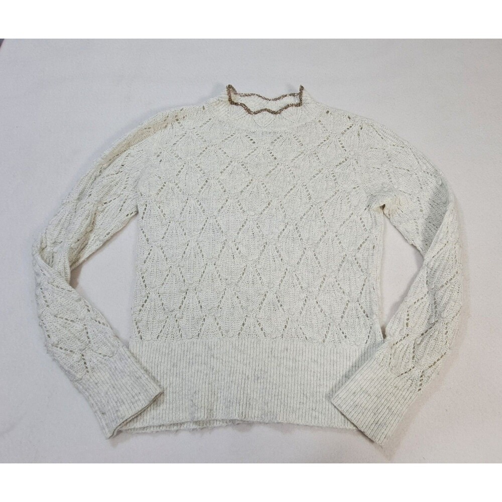 Abercrombie & Fitch Size Small Ivory Open Knit Mock Sweater XSmall
